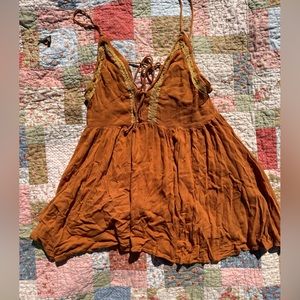 Burnt orange womens mini sundress